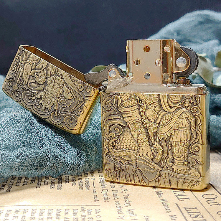 zippo打火机鬼王多闻四大天王签名纯铜之宝礼物男士zippo