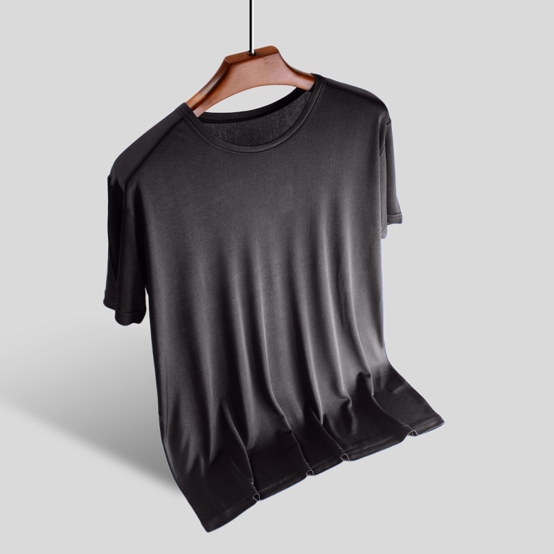 桑蚕丝短袖T恤男超大码真丝圆领文化衫休闲打底夏季运动汗衫200斤