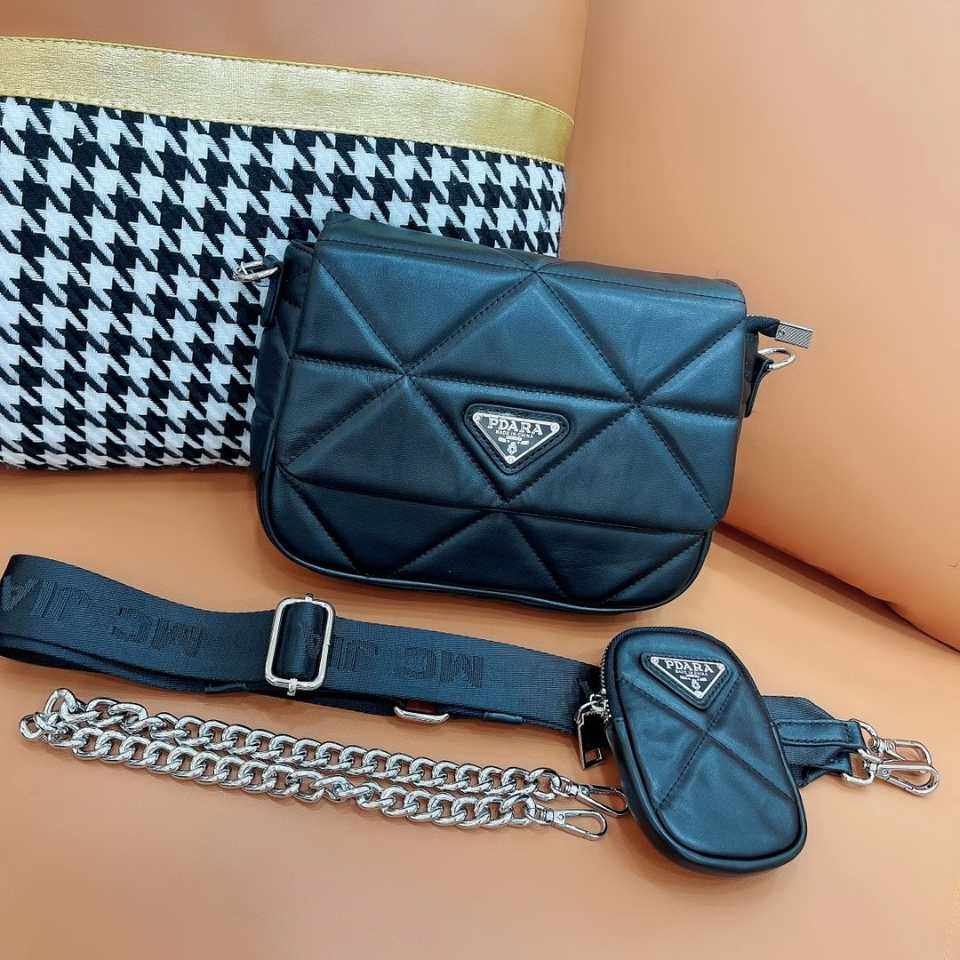 三合一单肩牛皮包头斜挎包斜挎肩带新包菱格百搭女士包袋