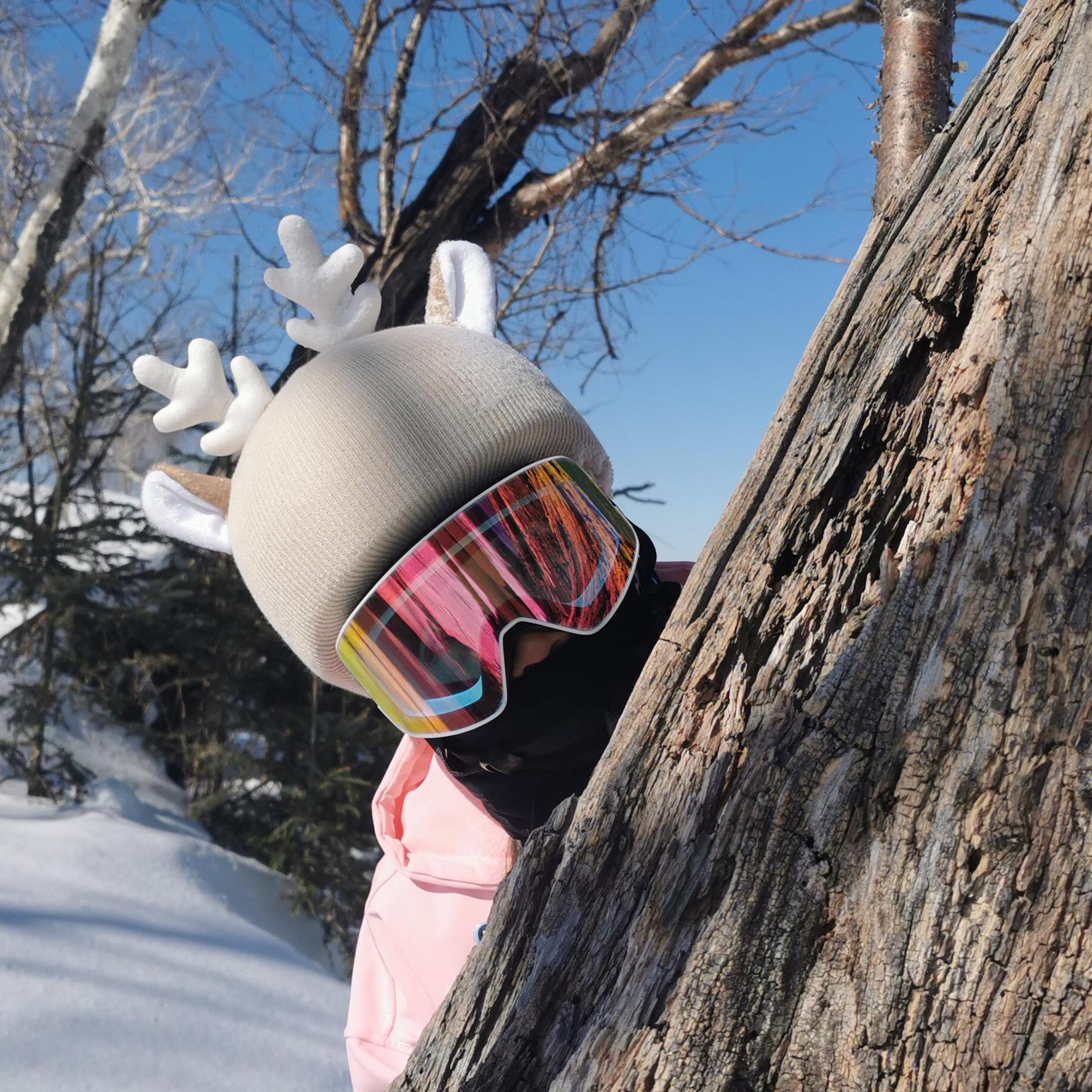 可爱麋鹿山羊滑雪飞伞电瓶车摩托车头盔罩保暖头盔套帽子