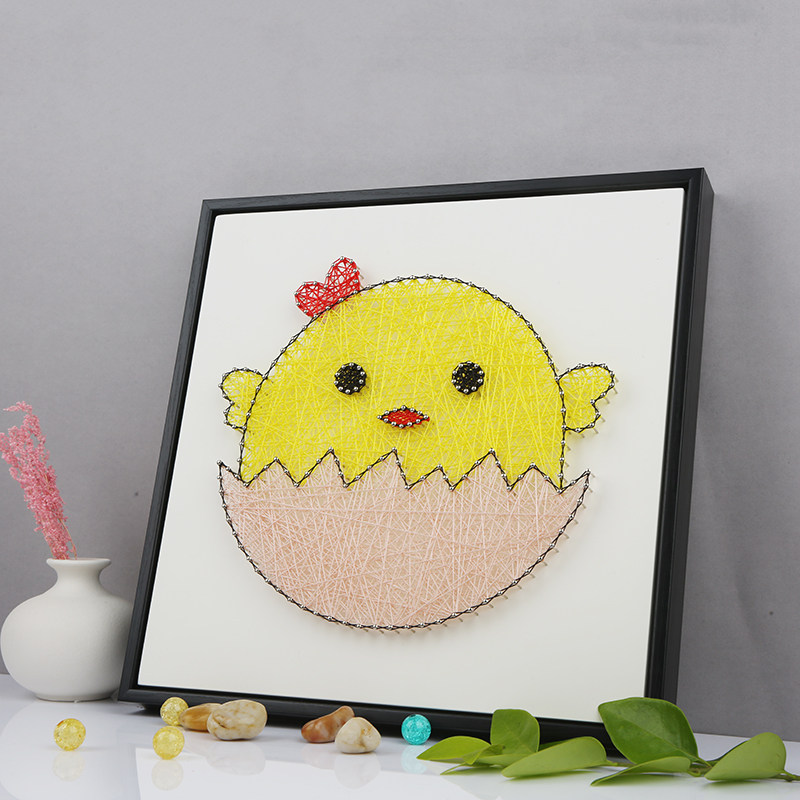 钉子绕线画diy手工制作礼物绕绳画创意编织勾缠解压闷卡通生肖鸡-mc母