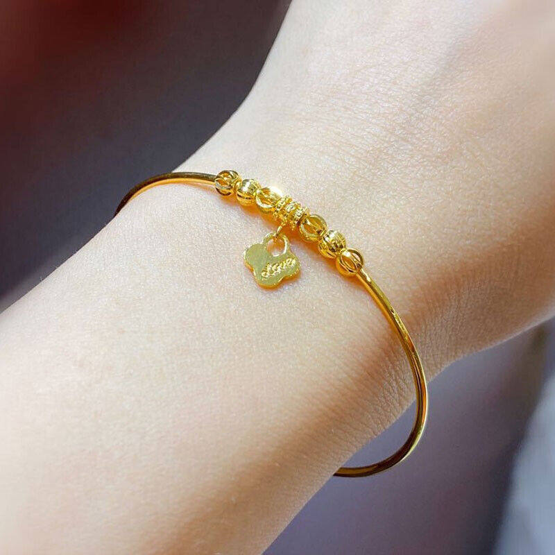 乐灵珠宝黄金手镯小蛮腰5g手链足金四叶草手饰手链