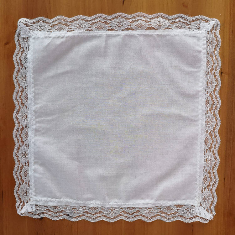 24cm蕾丝边纯白色diy手工涂鸦小方巾手帕纯棉白手绢扎染手绘拓画