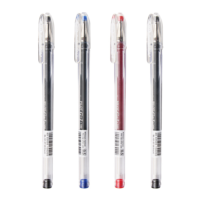 百乐日本笔芯透明学生按动针管签字笔黑色pilot中性笔