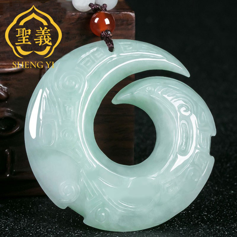 缅甸翡翠时来运转吊坠男女冰糯种玉坠项链玉佩玉石颈饰