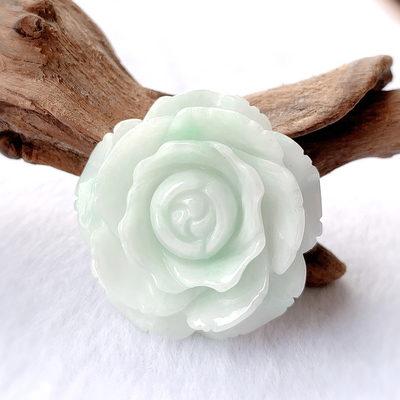 天然翡翠吊坠女玫瑰花玉项链牡丹花玉坠送礼物玉石毛衣链挂件玉佩