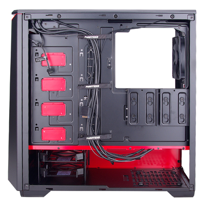 phanteks追风者416ptg侧透钢化玻璃atx水冷主机箱台式机 红黑白色
