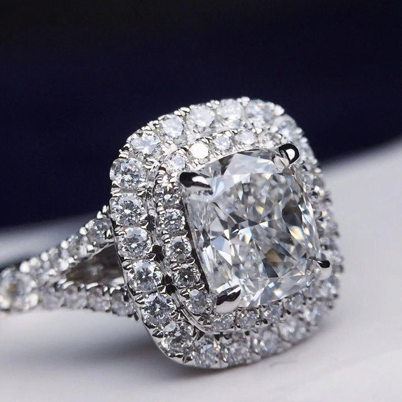 钻石戒指我爱网枕时尚群镶结婚1克拉gia裸钻手饰