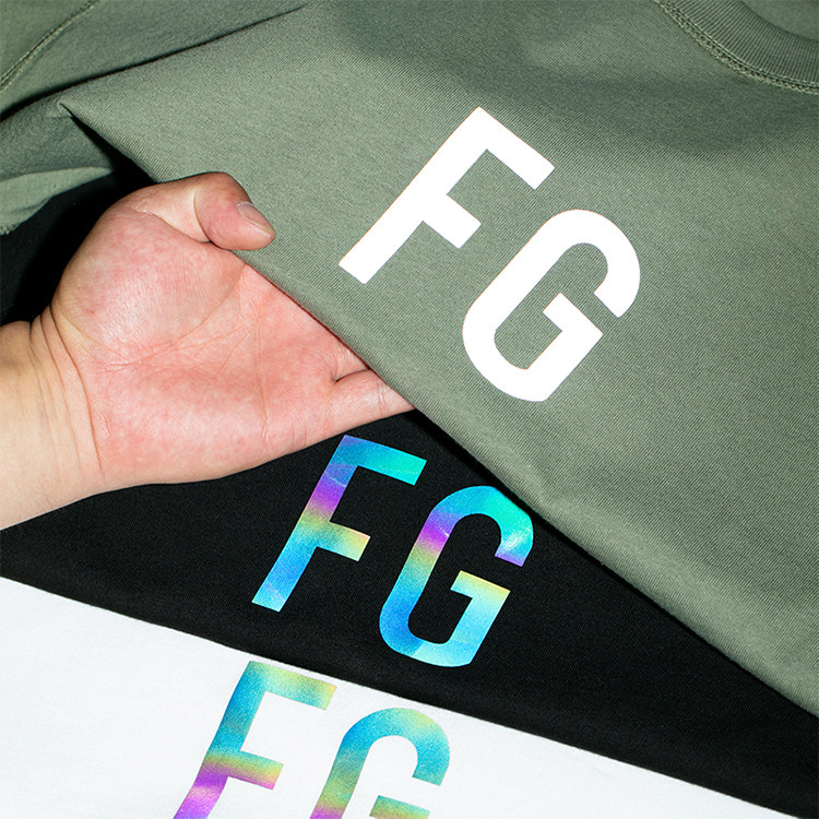 fogfearofgod周扬青fg富贵炫彩橄榄绿镭射3m反光短袖t恤男女