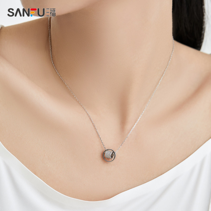 三福银饰情人节礼物六星项链时尚清新七夕送礼项链