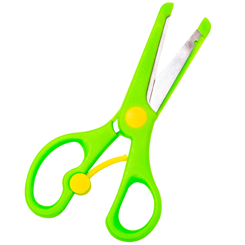剪刀美工彩色圆头手工弹力省力塑料剪纸剪刀