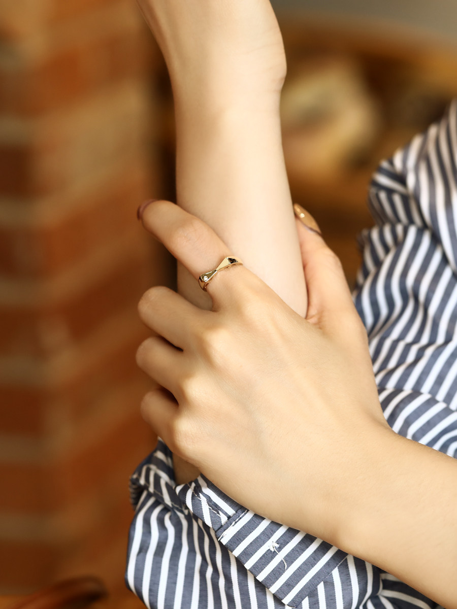 geunyeon简约指圈彩金镶钻蝴蝶结桃心精致瑾妍戒指手饰