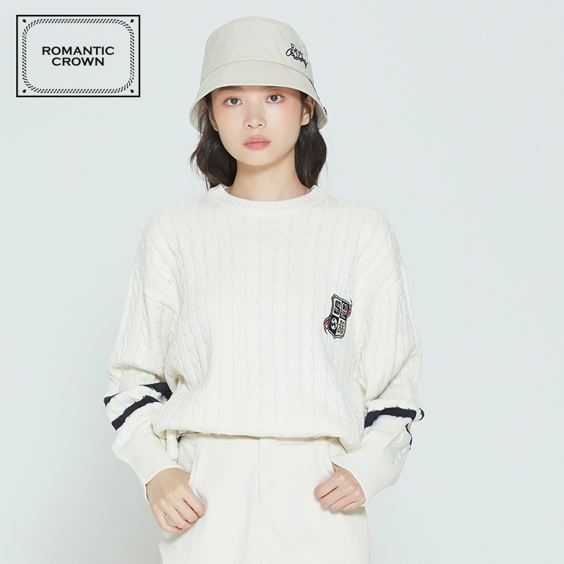 ROMANTIC CROWN针织衫2020秋冬新款韩版宽松休闲圆领女士百搭毛衣