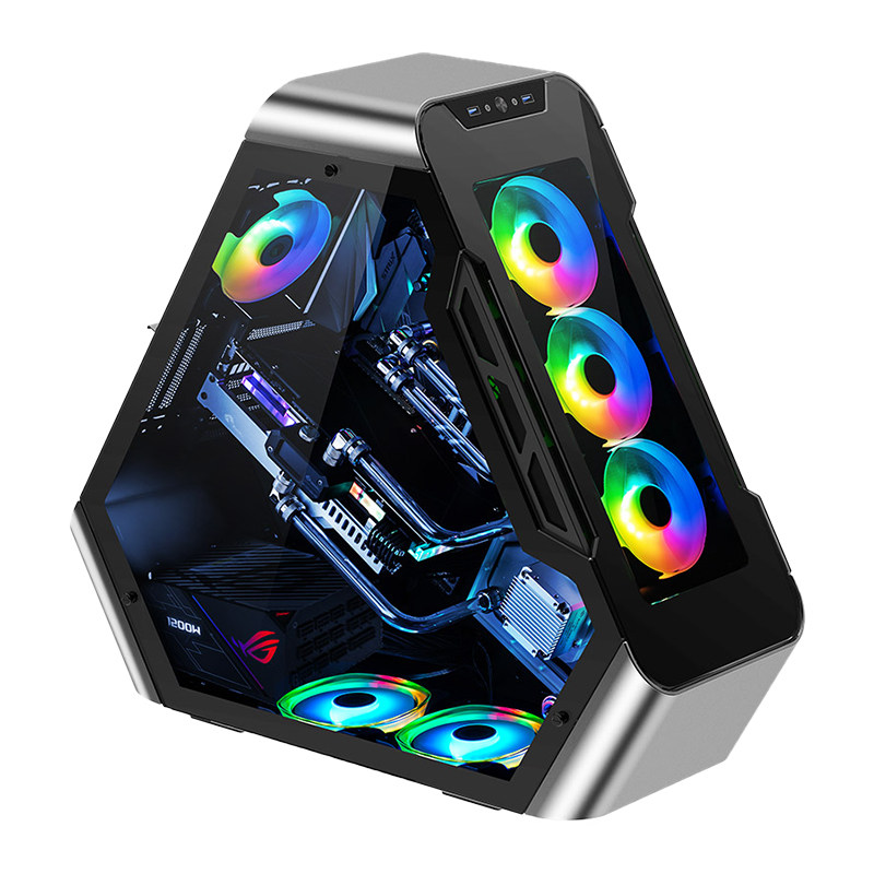 乔思伯jonsbotr03a异形atx机箱全透钢化玻璃铝制面板机箱