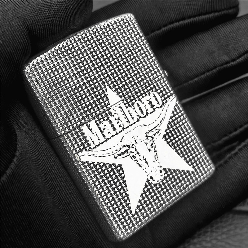 zippo正品纯银打火机精雕万宝路原装正版diy定制zippo