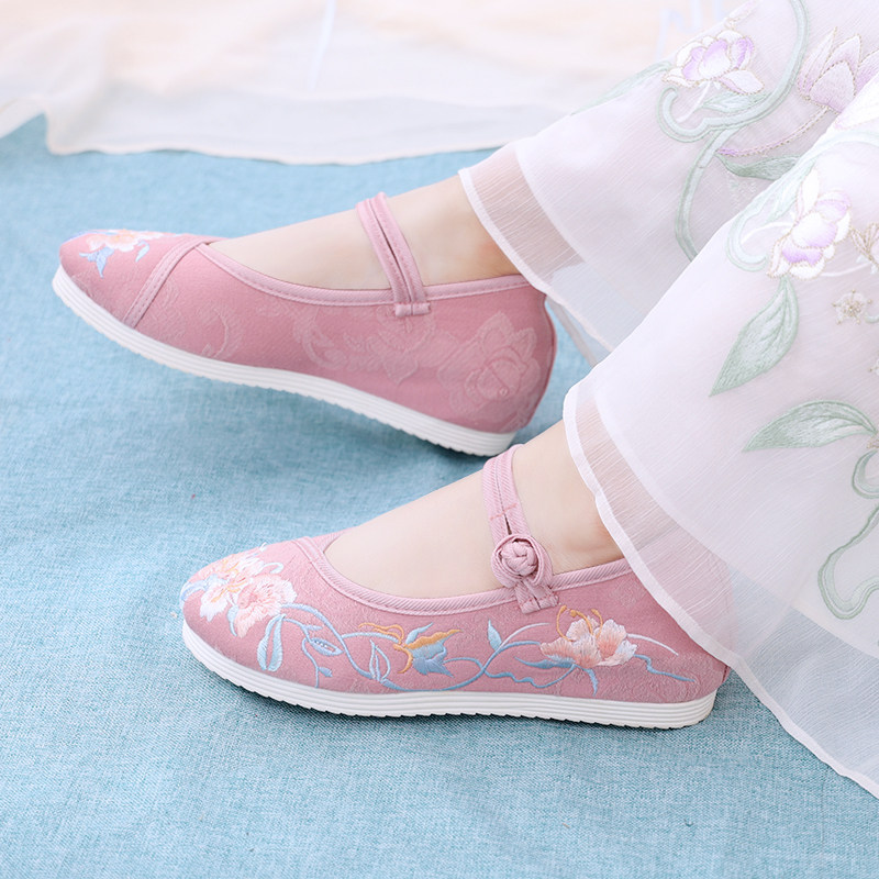 来点美古风配汉服鞋子女布鞋古装鞋淡雅汉鞋2021新款民族风绣花鞋