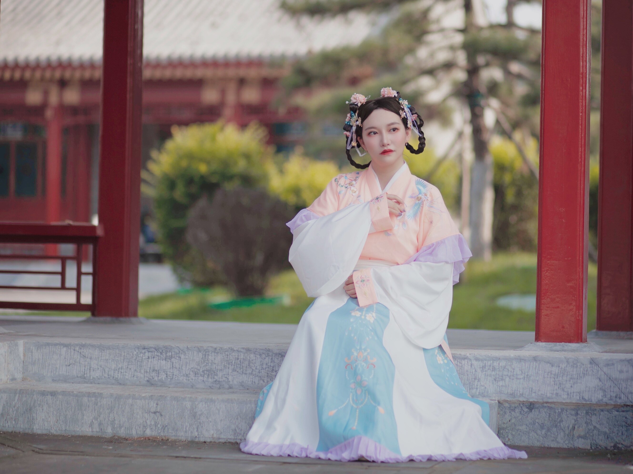 月寒烟原创汉服秋凤来仪晋制半臂破裙预售