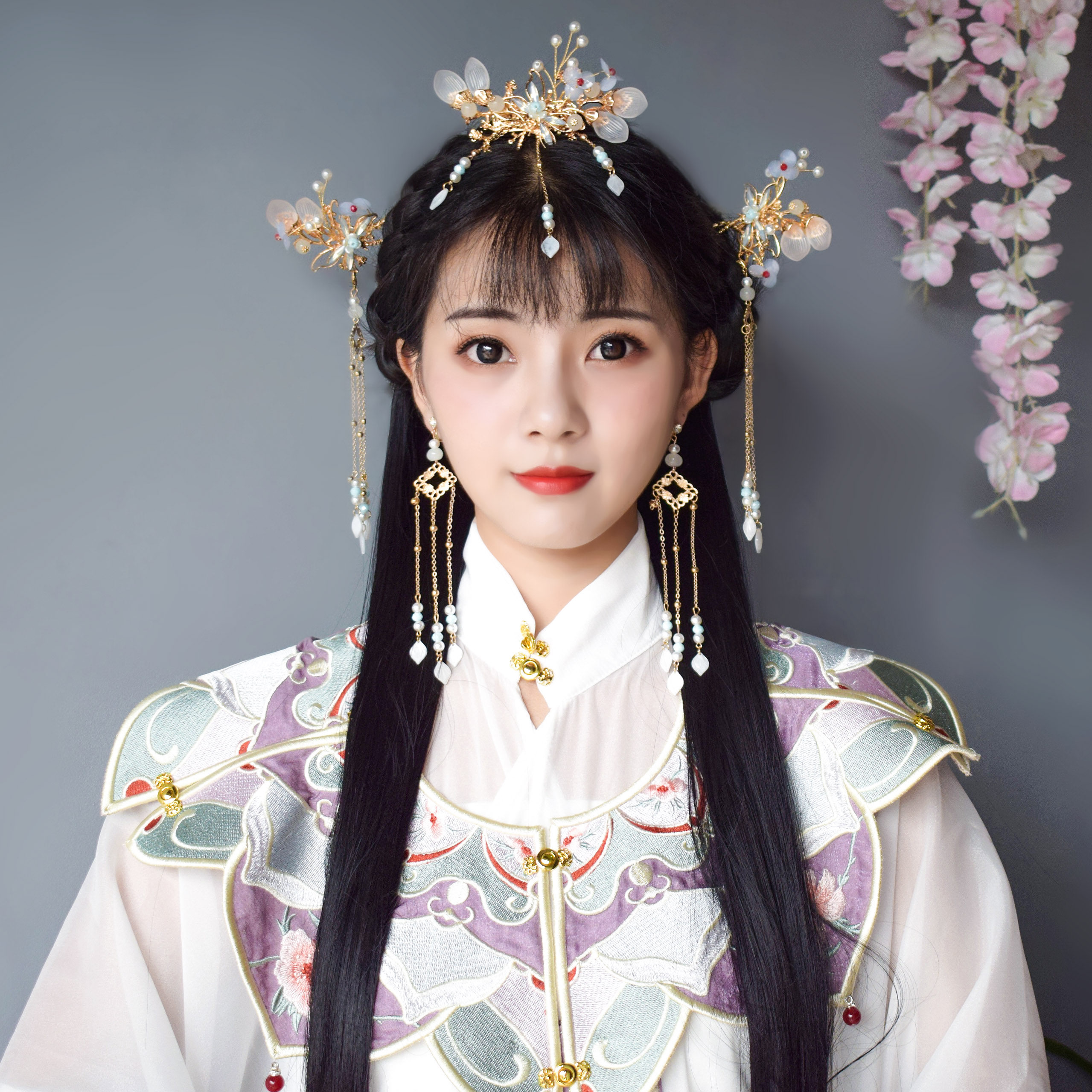 汉服头饰流苏步摇全套仙气蜻蜓发簪套装古装发饰