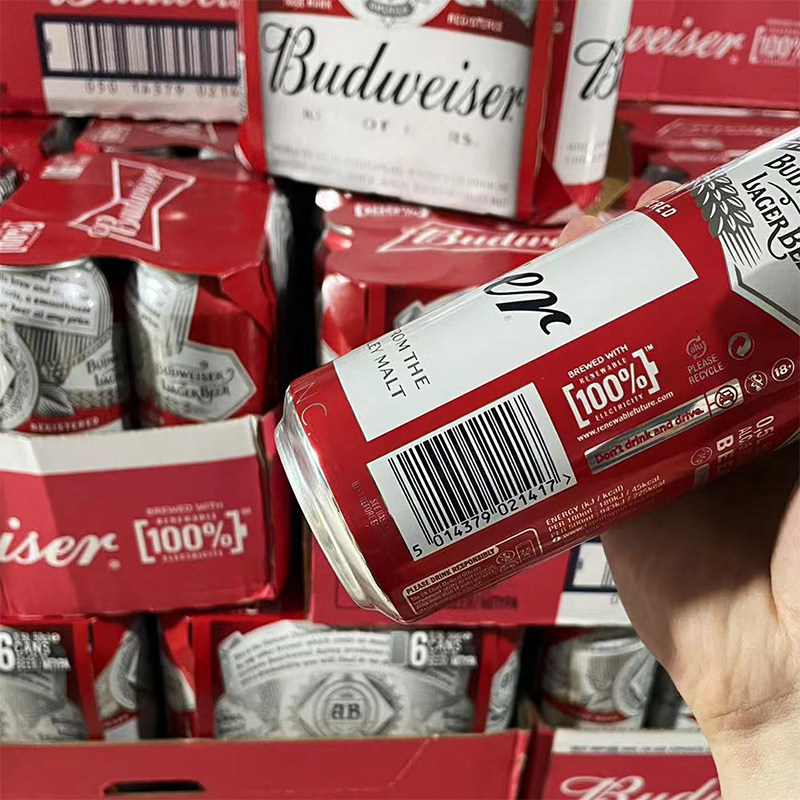 啤酒英国原装进口百威500ml24罐整件易拉罐黄啤酒啤酒