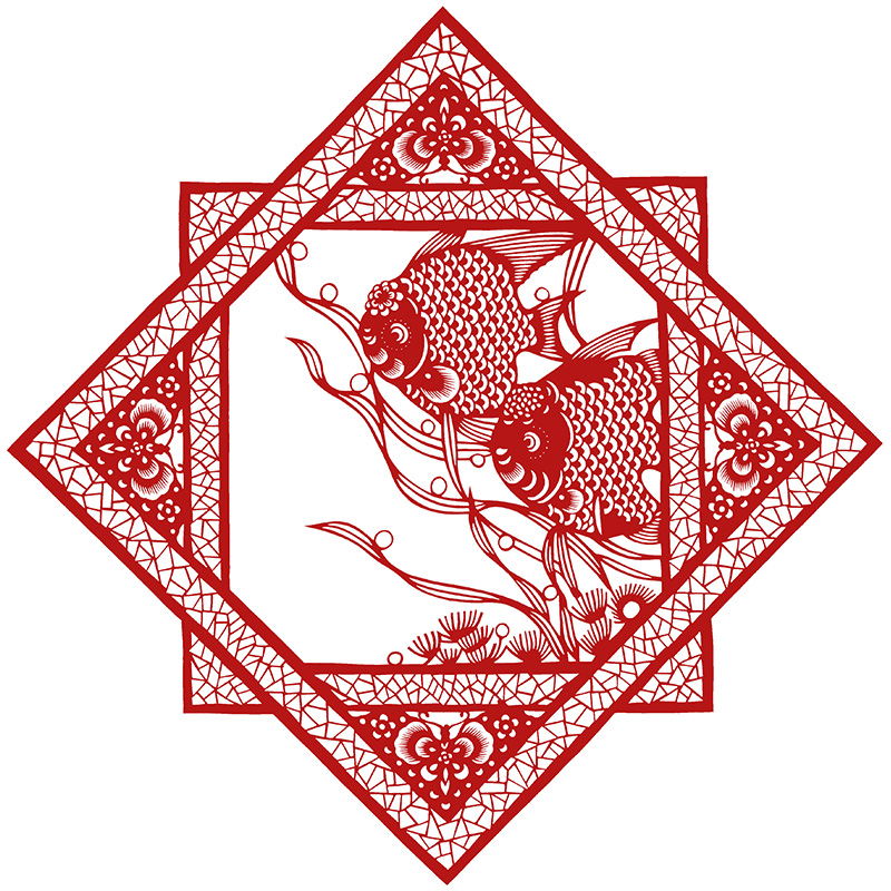 纯手工细纹刻纸成品观赏鱼中国风装饰画民俗特色工艺剪纸窗花镂空