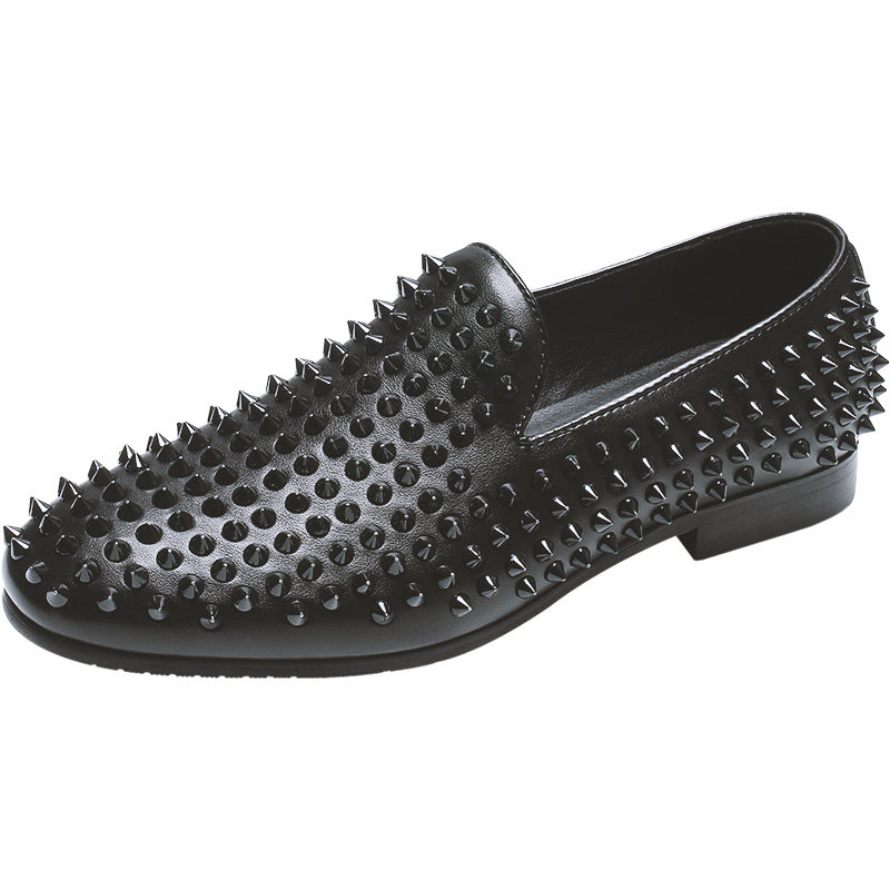时尚潮流新款青年男士个性铆钉社会豆豆狼牙带刺乐福鞋豆豆鞋