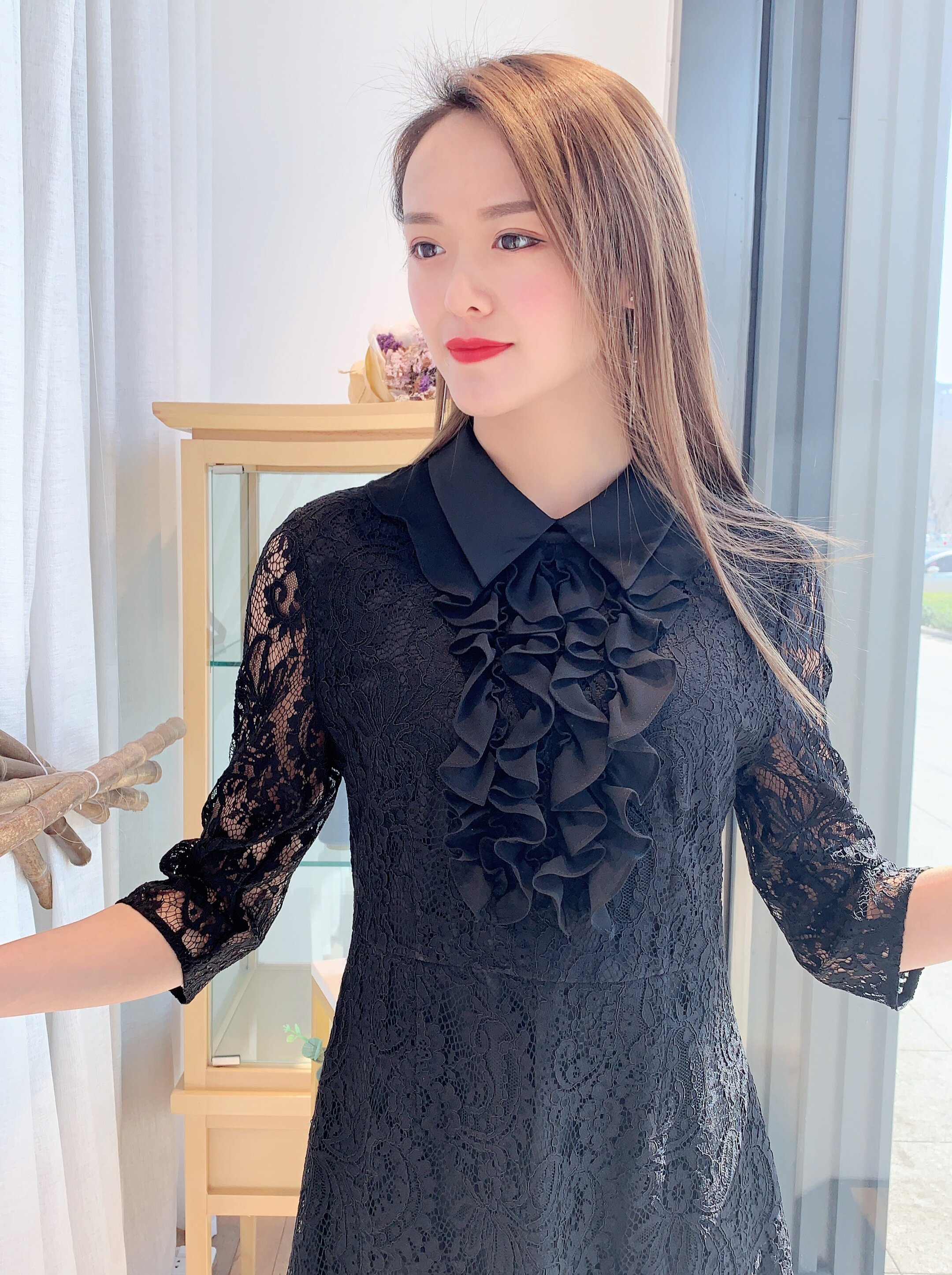 浅秋2021春季新品a91605时尚连衣裙宴会礼服蕾丝连衣裙