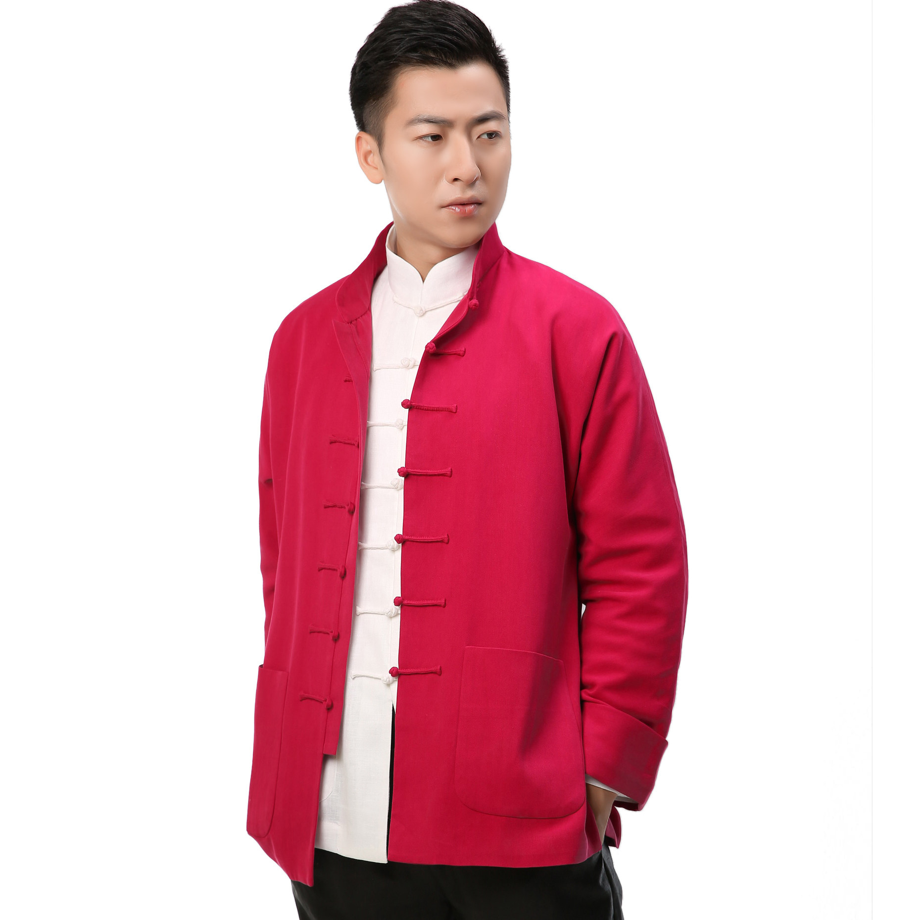 传统真丝亚麻盘扣上衣唐装喜庆连肩袖中国风唐装