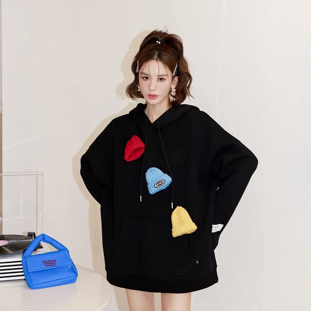 macymccoy卫衣女毛线帽加保暖宽松休闲百搭搭连外套卫衣