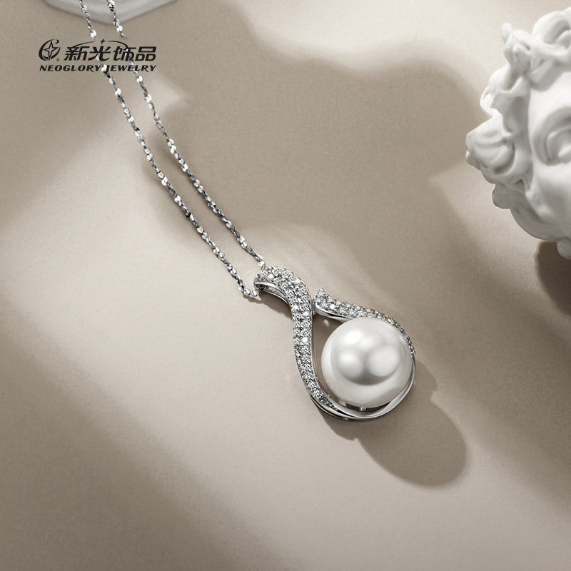 新光饰品s925纯银珍珠项链锁骨链女气质原创设计项链