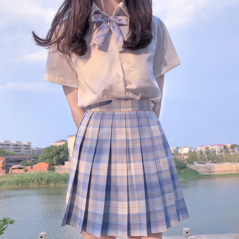 制服中牌冰淇淋正统原创jk高腰格裙半身裙