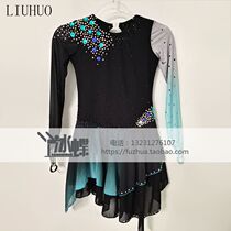 LIUHUO figure skating suit bodybuilding a custom female child performance competitive dress black green BD7018
