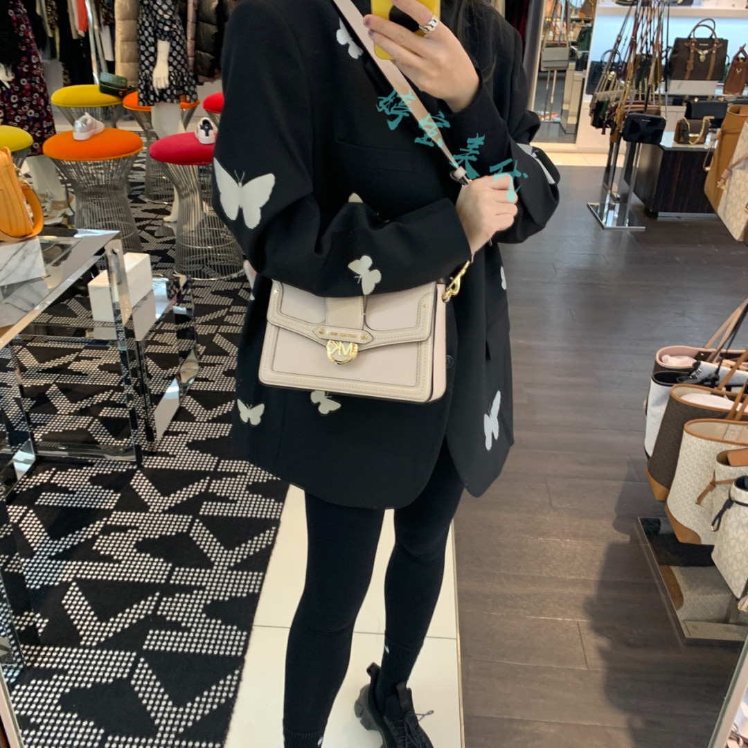 美国代购2020新款mk女包jessie铆钉拼色印花酒神包单肩斜挎小方包