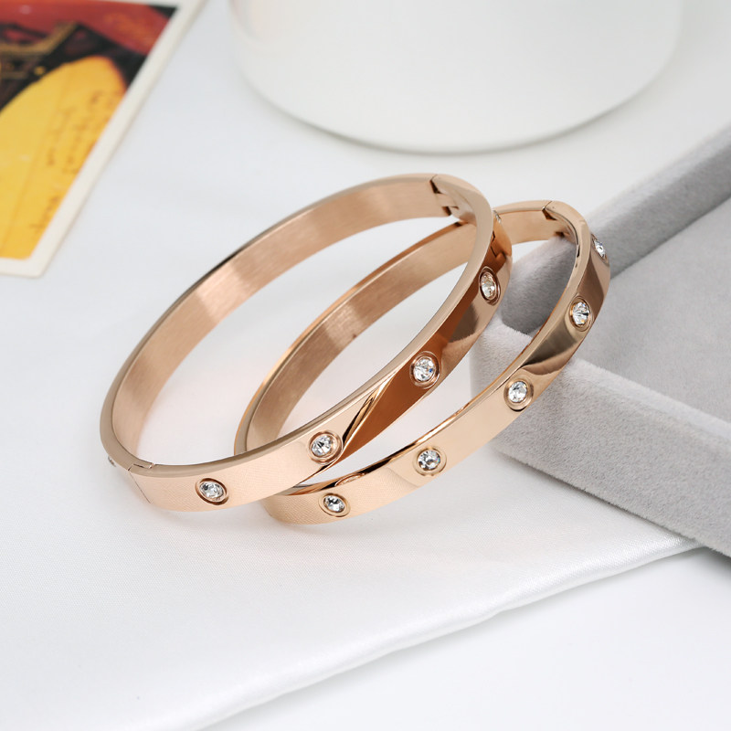 网红18k手环彩金金色彩金色玫瑰电镀手镯情侣手镯