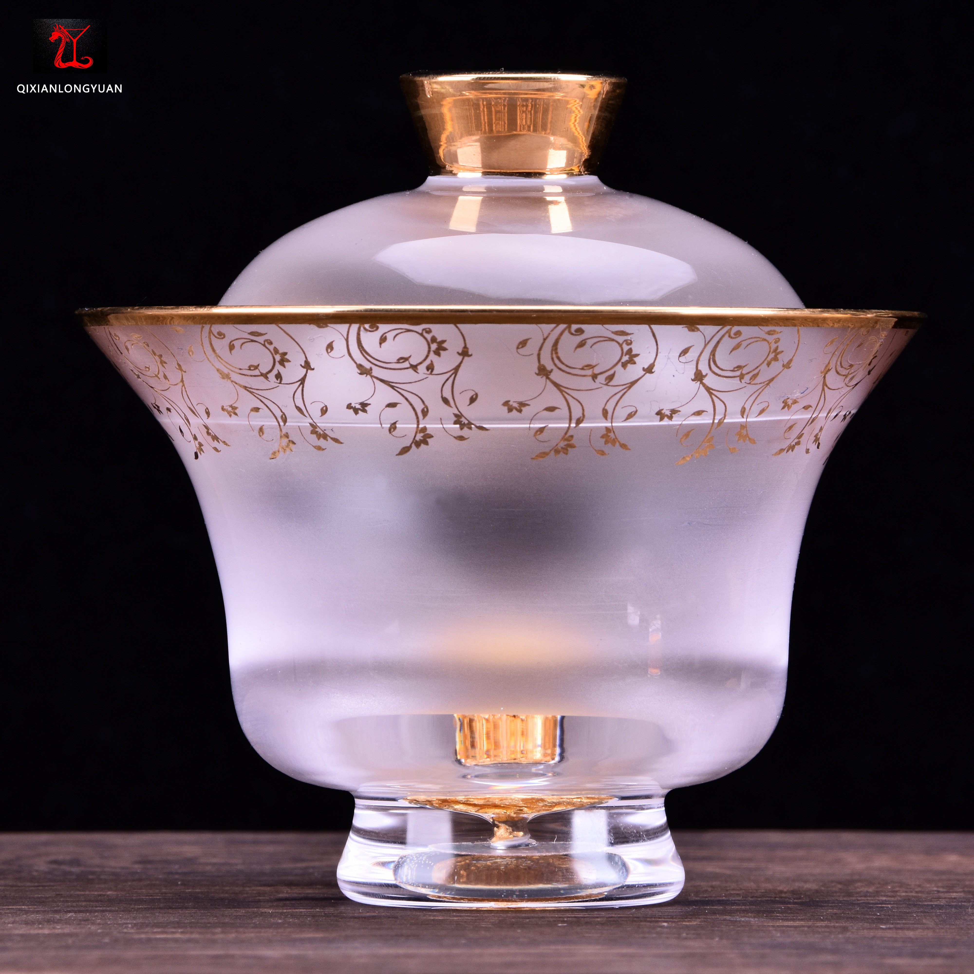 无铅人工水晶玻璃商用中式公道品茗金箔云雾整套茶具