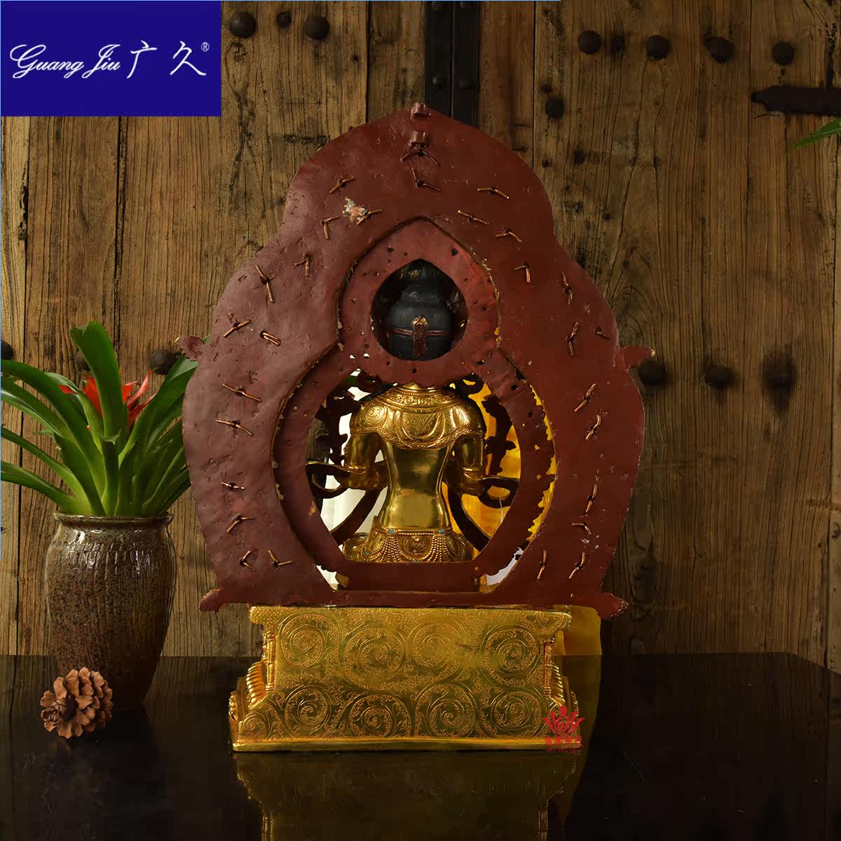 强巴佛像尼泊尔手工铜全鎏金弥勒藏传密宗供奉摆件