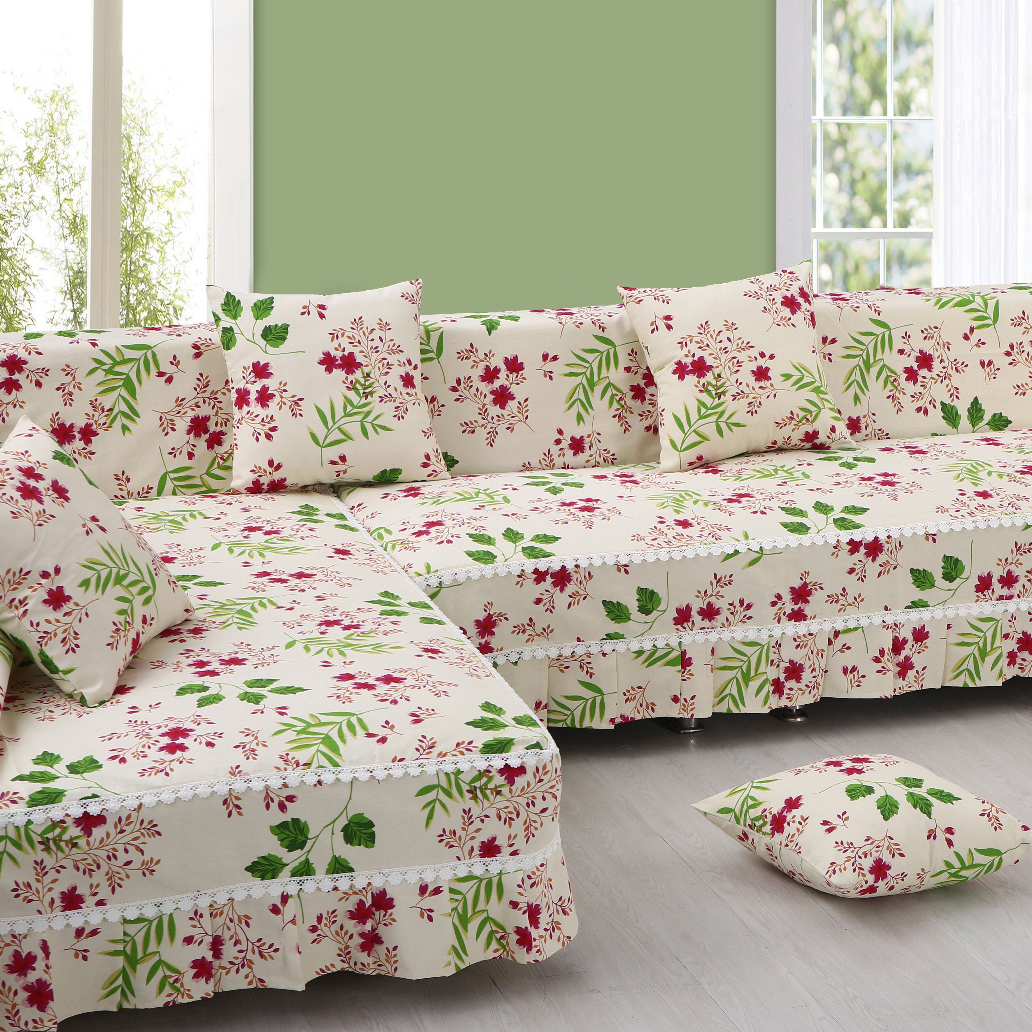 垫子家用全包式沙发套八件套防滑布料包边四季通用耐脏套装加工套