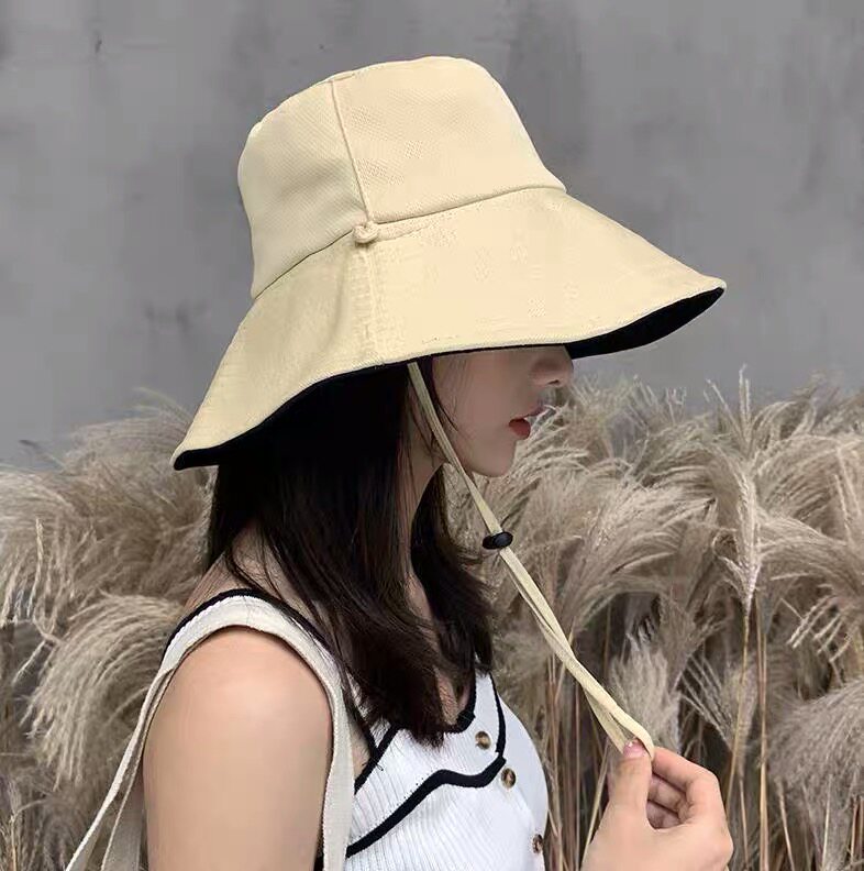 女士帽太阳帽大檐时尚双面渔夫帽小清新遮阳帽防紫外线帽子夏季遮