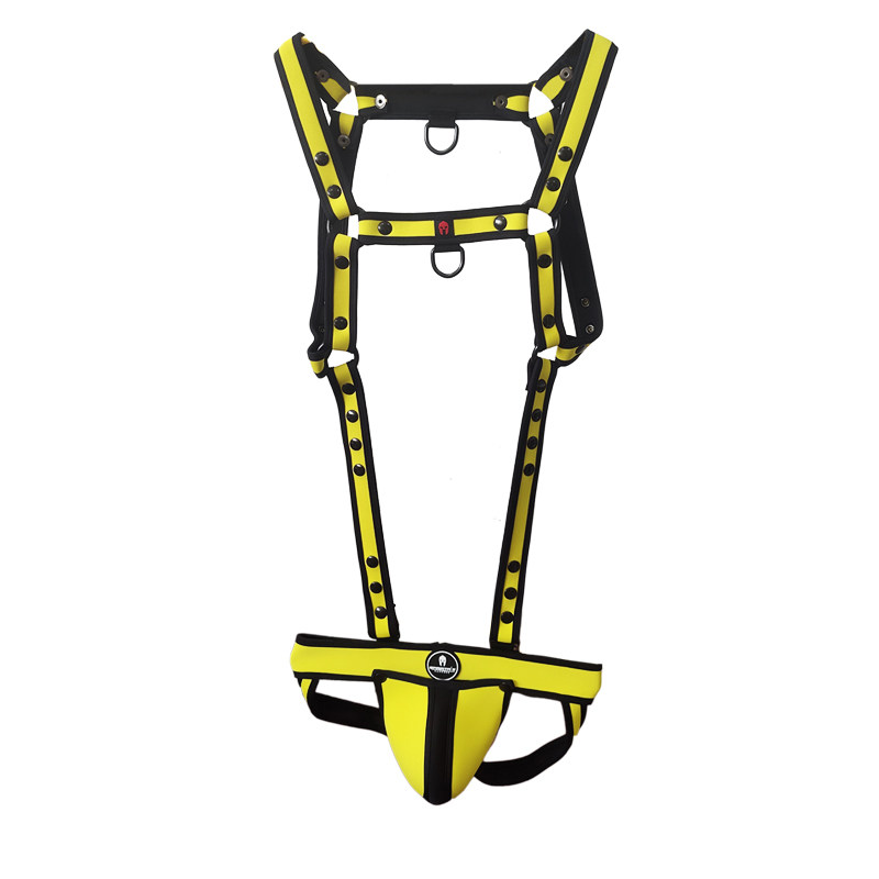 spartaharness男士性感恋物情趣氯丁橡胶胶带吊环内衣配件