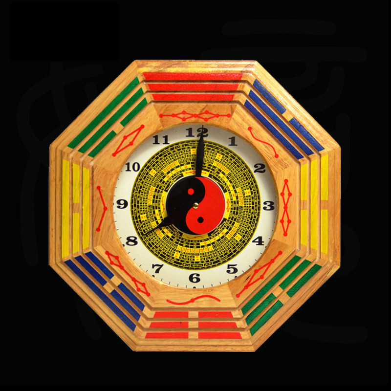八卦客厅桃木太极钟表钟罗盘罗盘钟钟挂钟钟客厅木雕