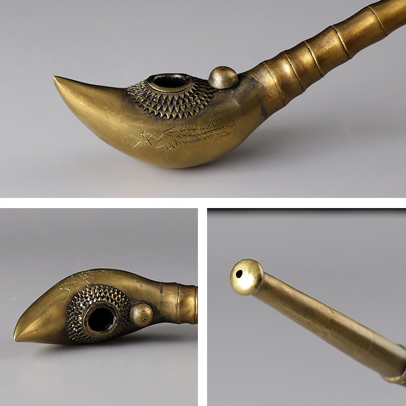 传统黄铜烟斗旱烟袋锅子纯铜烟锅男士烟杆老式烟斗
