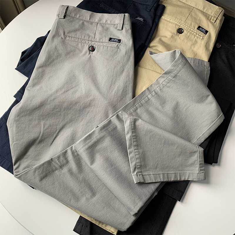 爽滑舒适好穿 水洗斜纹砂卡！客供YKK拉链 夏季男士通勤休闲长裤