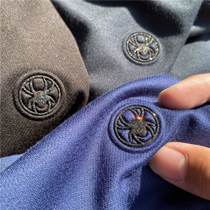 压印清仓捡漏胸口立体蜘蛛设计长袖polo衫男polo衫