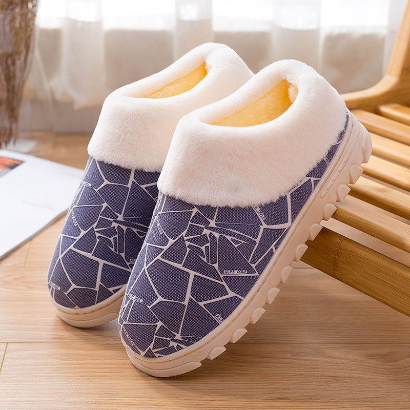 棉拖鞋男秋冬季包跟防滑加厚底家居家用室内情侣毛绒保暖棉鞋女士
