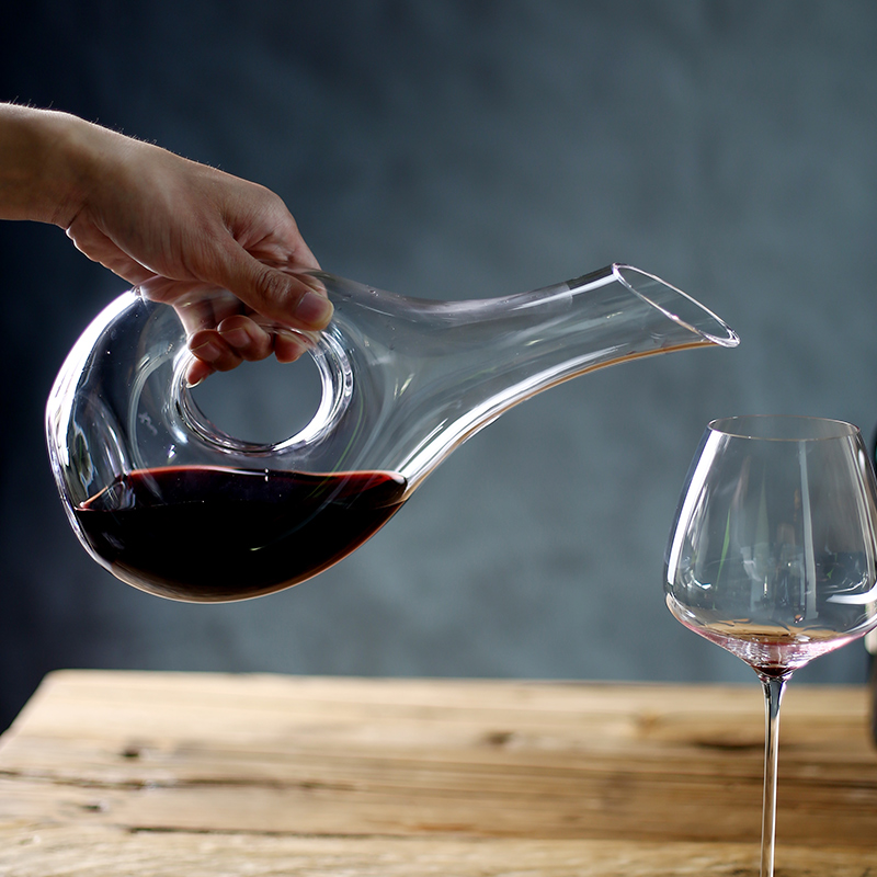 土耳其进口nude专业手工无铅水晶醒酒器壶小号红酒分酒器家用斜口