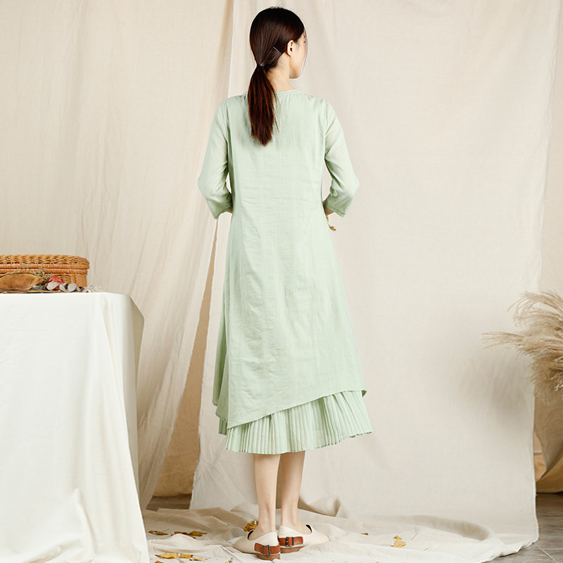 依伽依佳新款文艺棉麻连衣裙禅意裙子子女yjcl107连衣裙