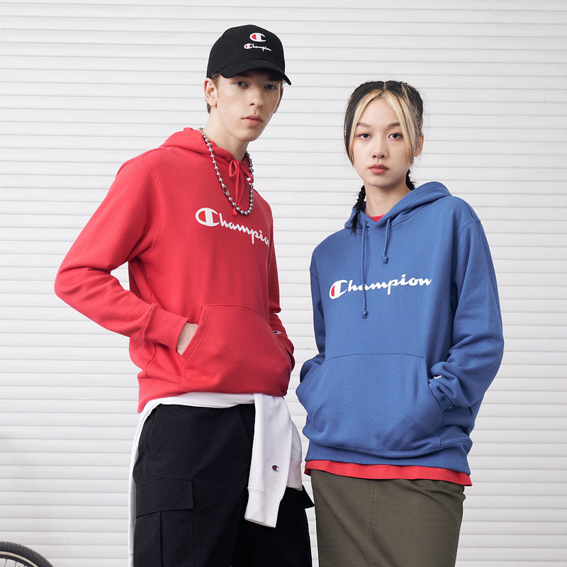 champion冠军卫衣官网情侣纯棉连帽春秋灰色长袖卫衣
