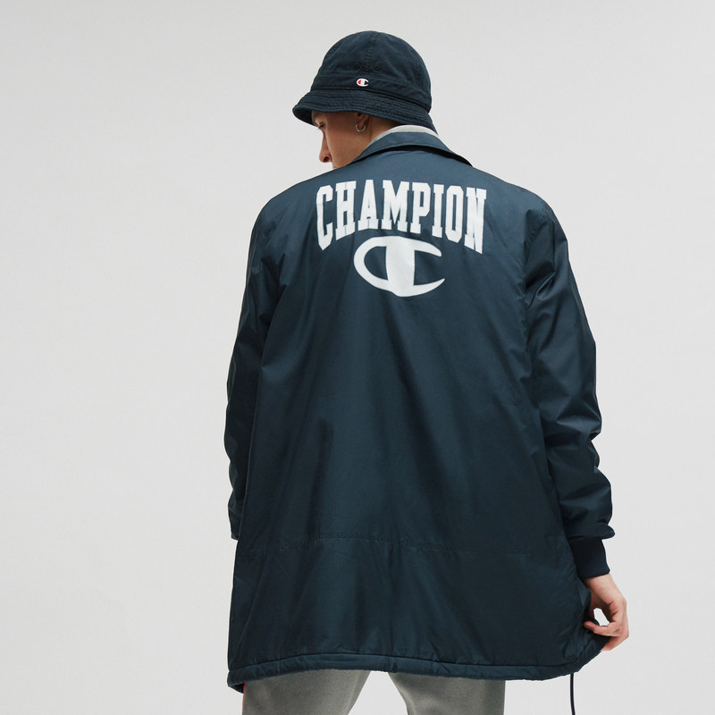 champion冠军秋冬新款男式翻领大c给荔红纽扣外套中长款风衣