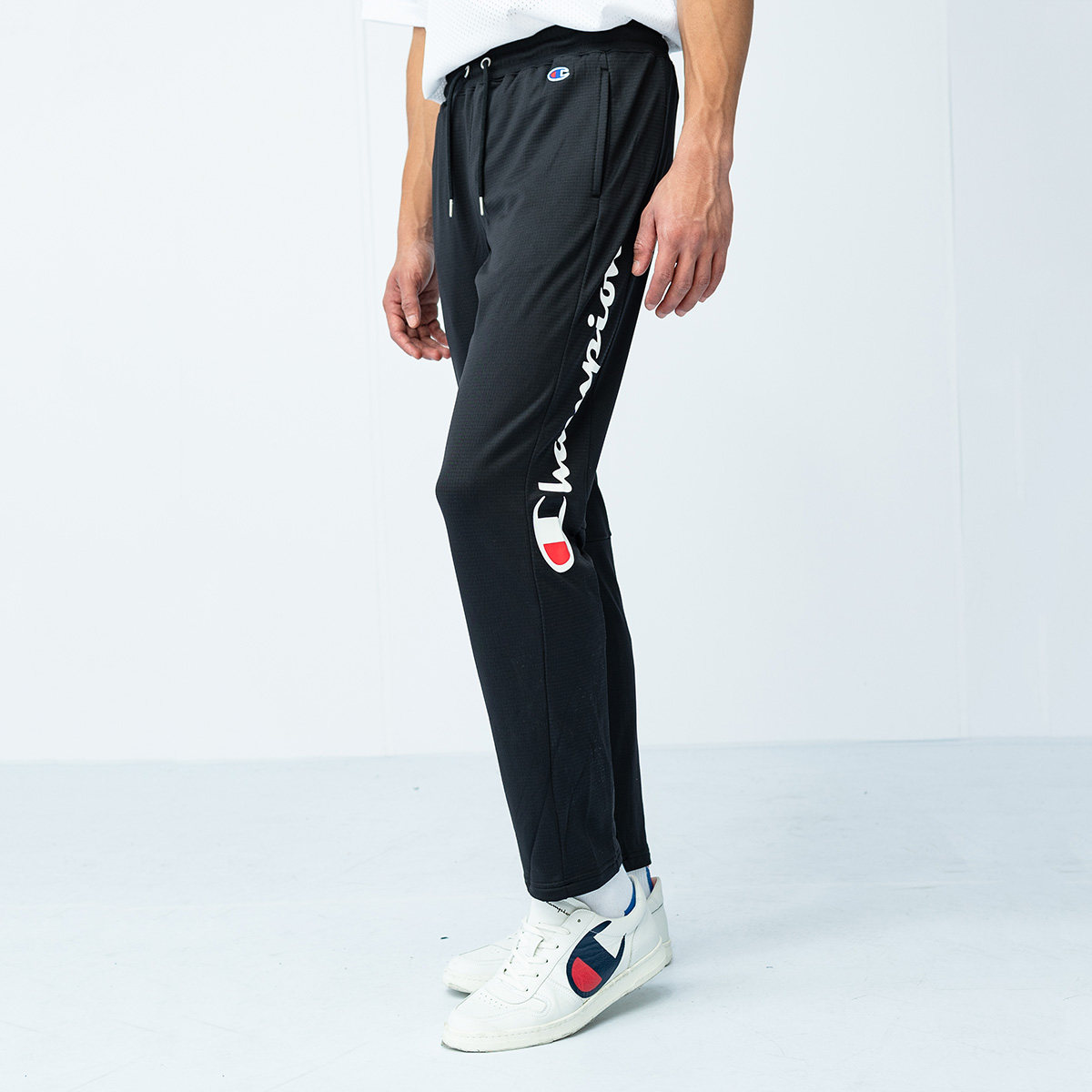 champion冠军秋季宽松潮运动长裤男士撞色休闲裤侧边印花logo