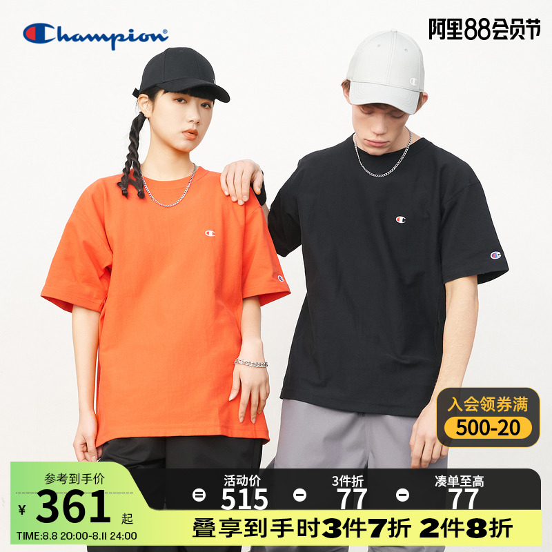 Champion冠军旗舰店情侣夏季新款刺绣小C logo休闲短袖t恤男时尚