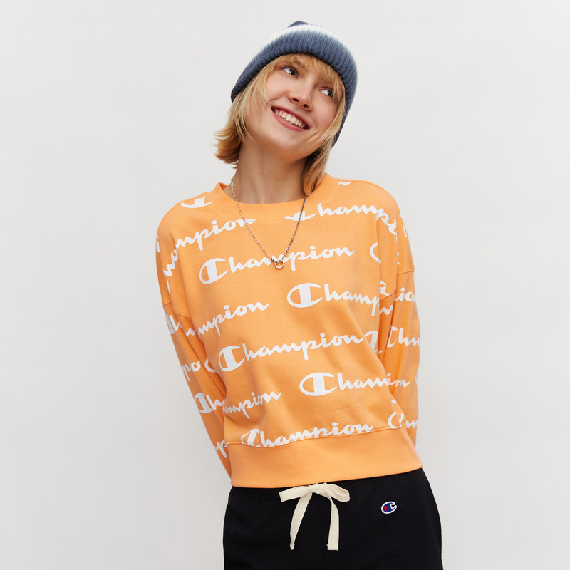 champion冠军卫衣2021春夏新款满印logo运动修身卫衣